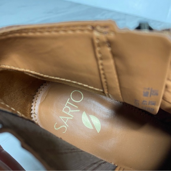 Franco Sarto Spur Brown Leather Bootie 7 1/2 M - Picture 13 of 15